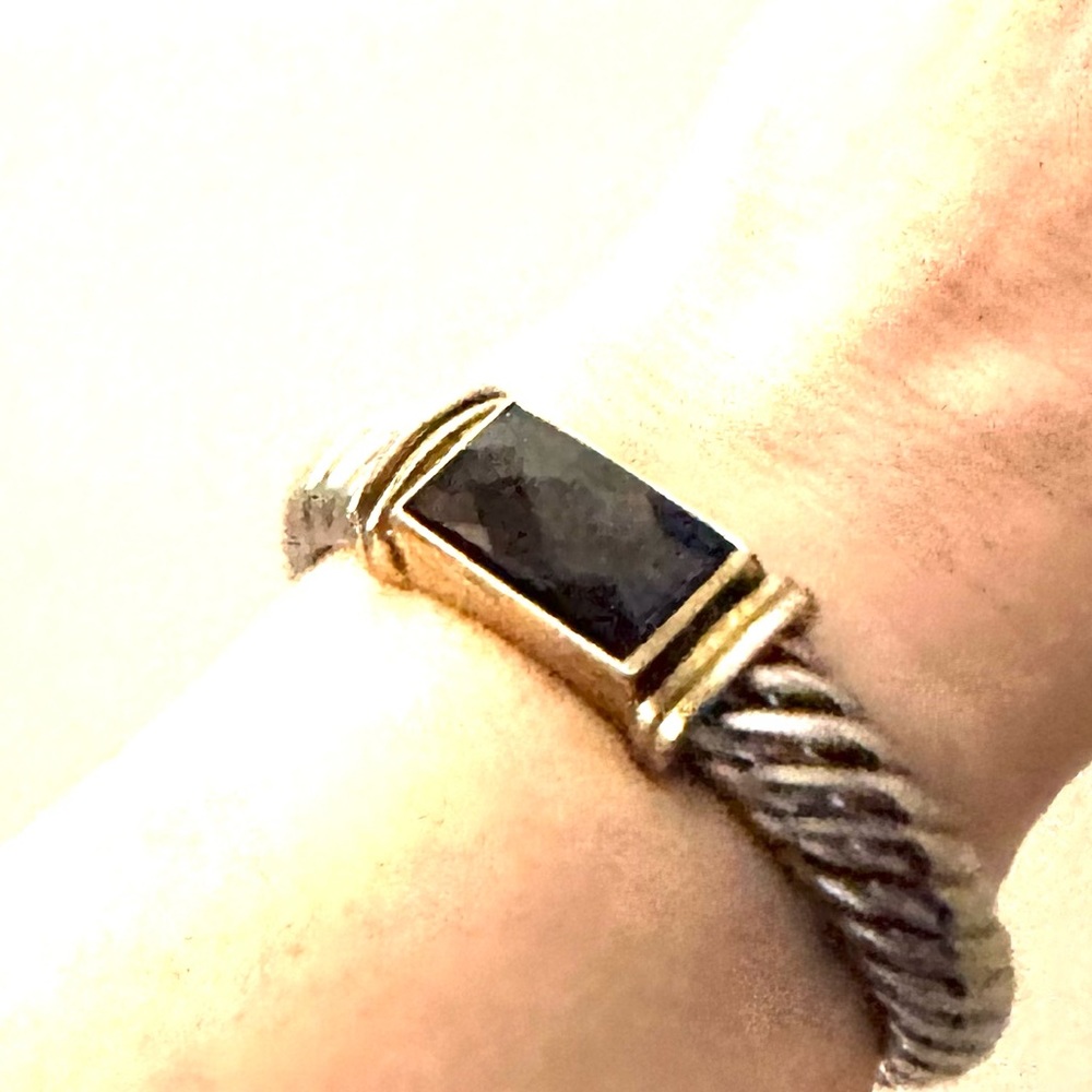 Bracelet Smokey Quartz Faceted Stone Gold & Imitation Rhodium Overlay/Retro Chic
